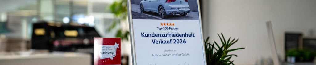 Urkunde von Volkswagen zum Top-100-Partner