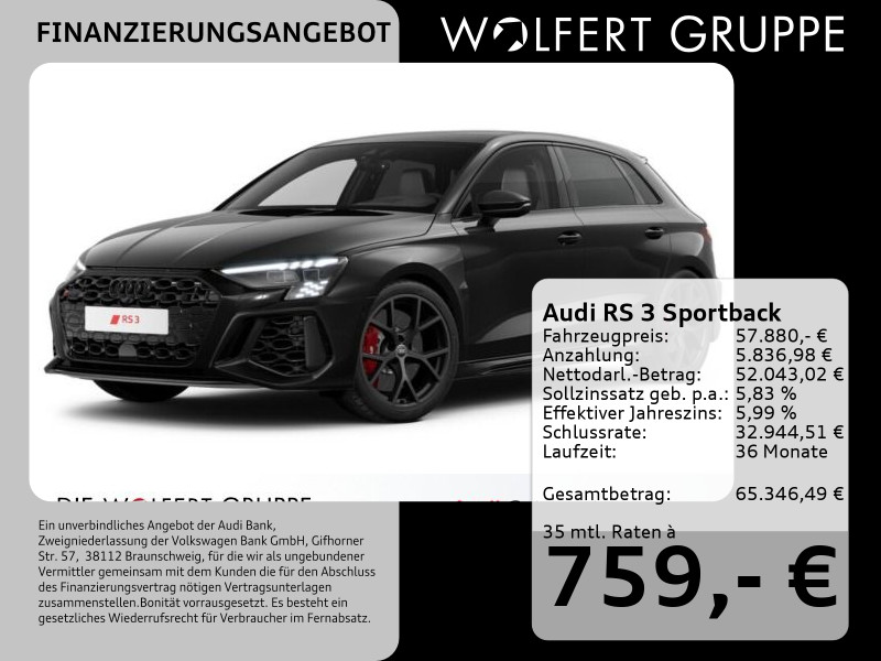 Fahrzeugabbildung Audi RS 3 Sportback 2.5 TFSI quattro RS-SPORTAGA*360°