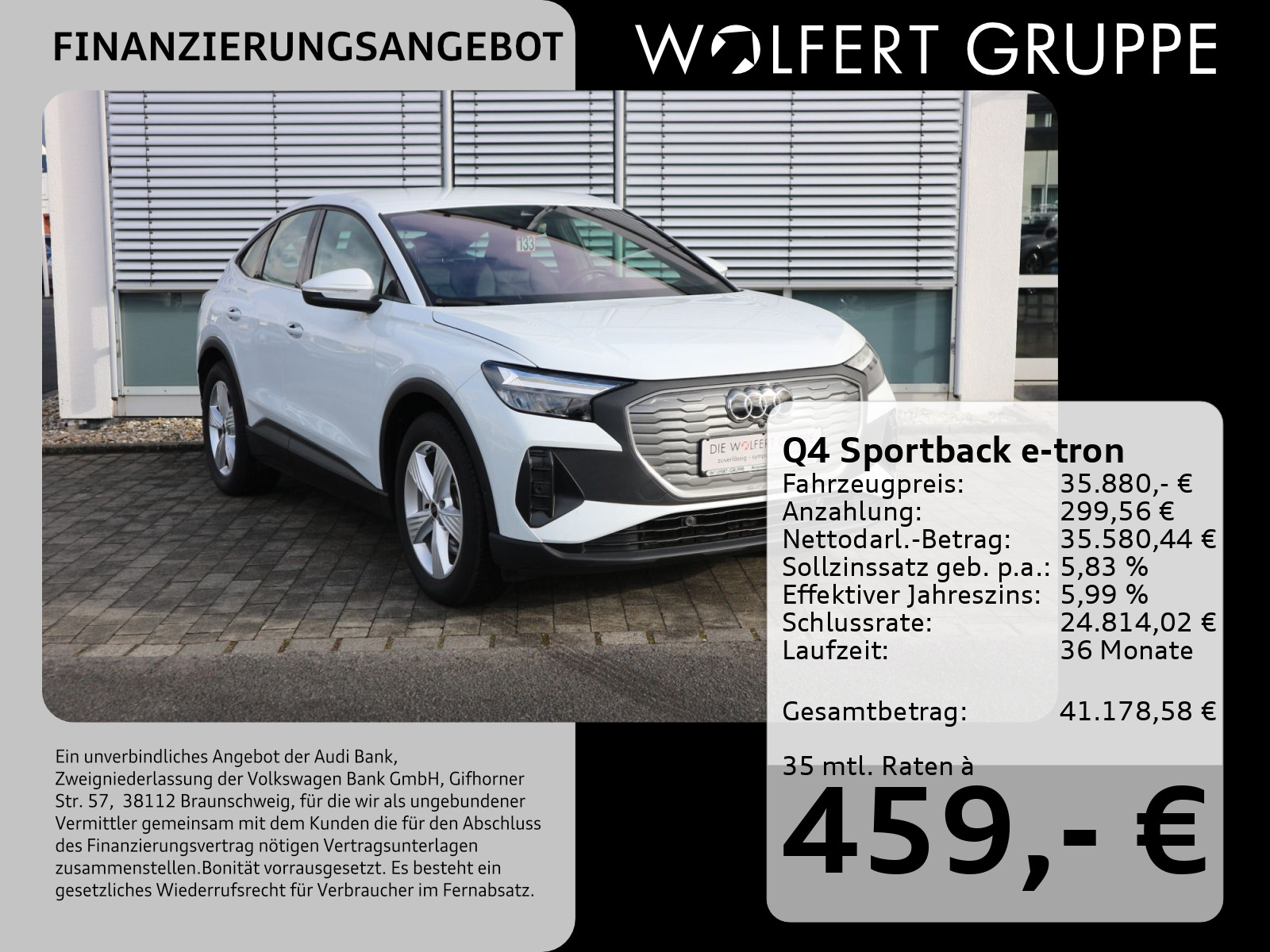 Fahrzeugabbildung Audi Q4 Sportback 40 e-tron 0,25%*CARPLAY*RFK*NAVI*SHZ