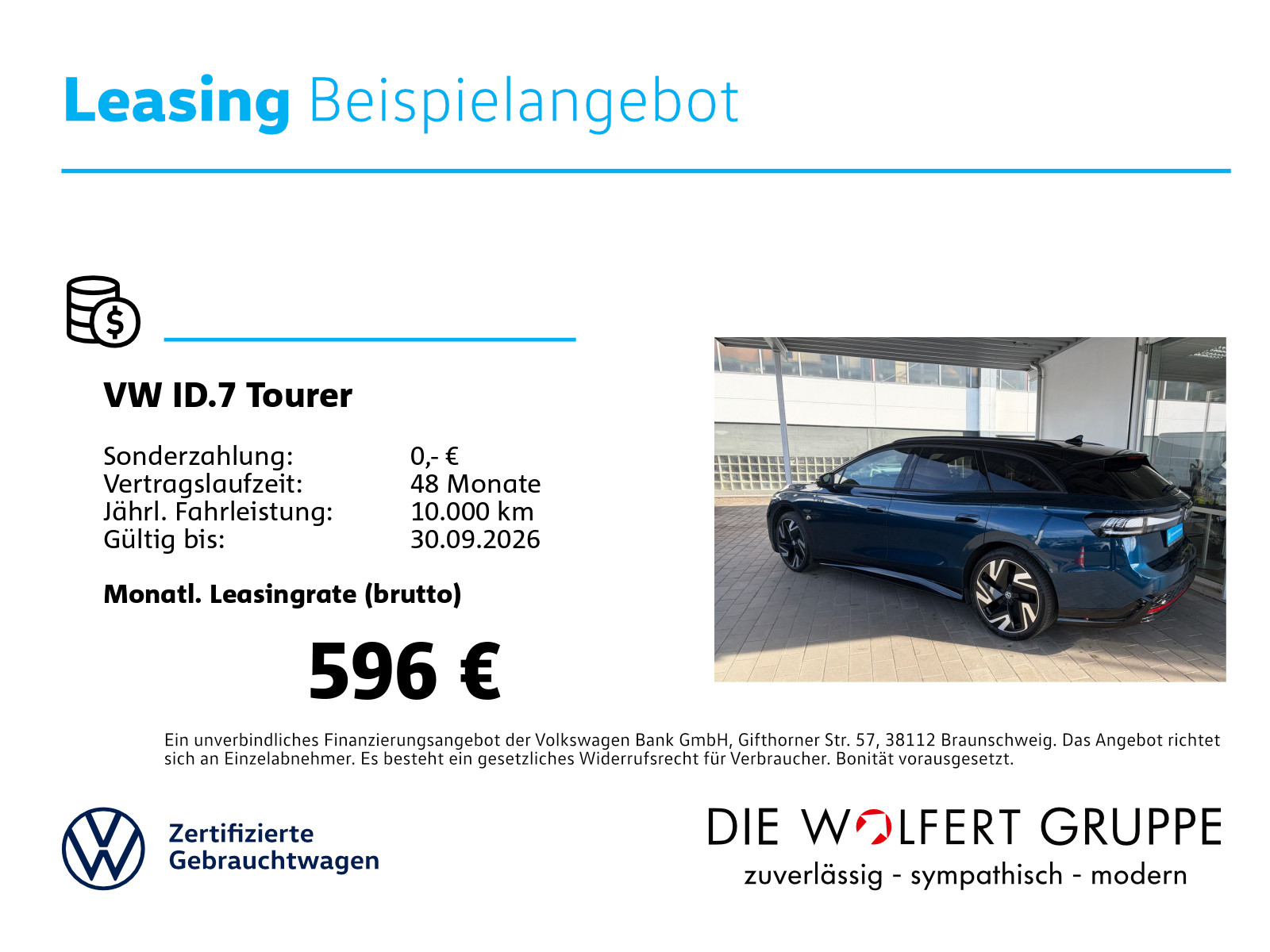 Fahrzeugabbildung Volkswagen ID.7 Tourer GTX 4M PANO AHK WÄPU DCC 360° RFK