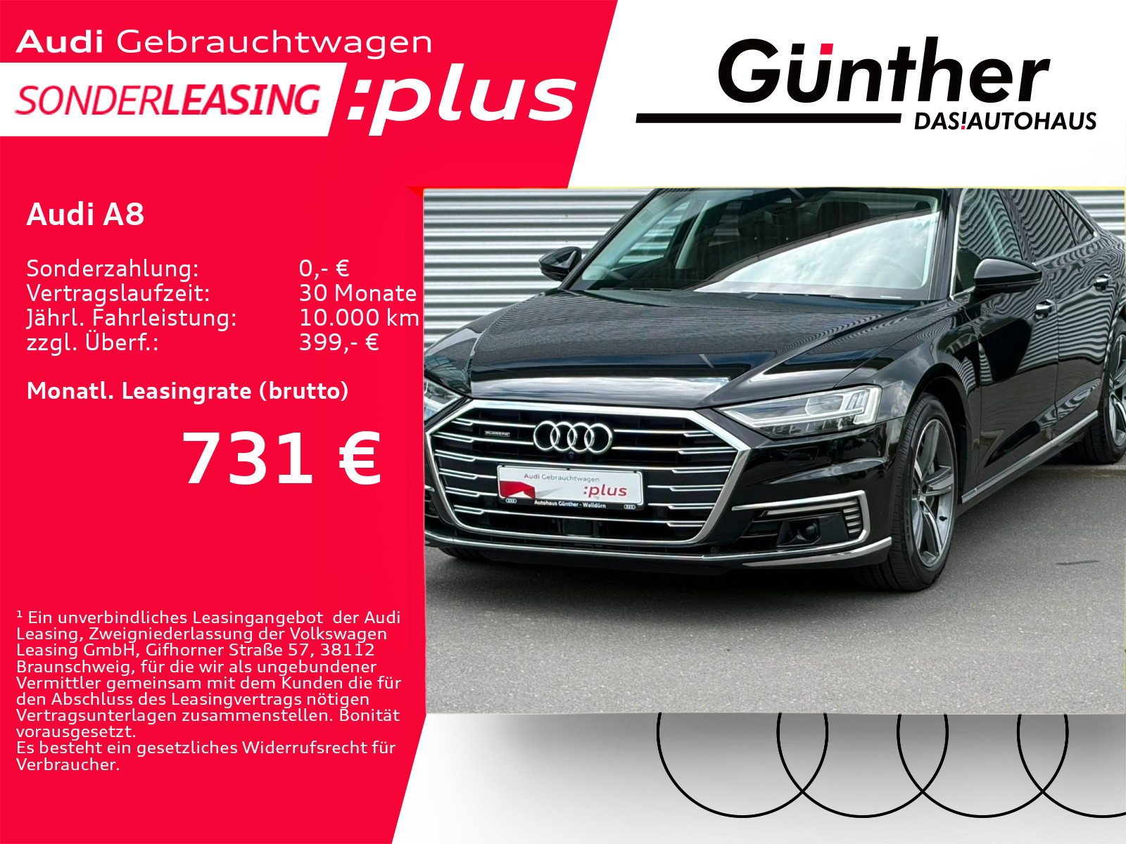 Fahrzeugabbildung Audi A8 60 TFSIe+WINTERRÄDER+HEAD UP+PANORAMADACH+B&O