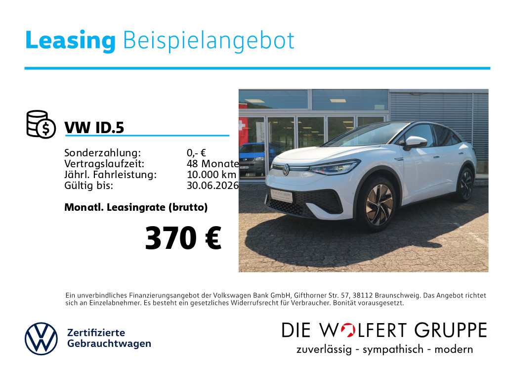 Fahrzeugabbildung Volkswagen ID.5 Pro 82kWh PANO RFK KEYLESS LED-MATRIX