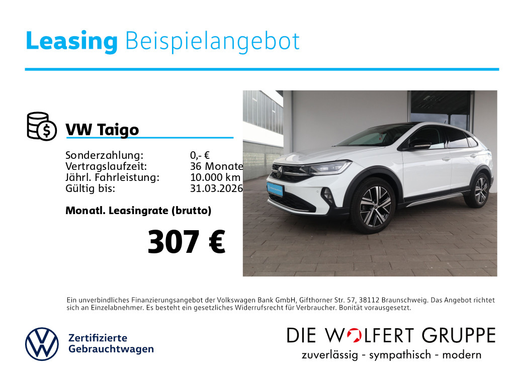 Fahrzeugabbildung Volkswagen Taigo Style 1.5 TSI DSG PANO AHK MATRIX RFK
