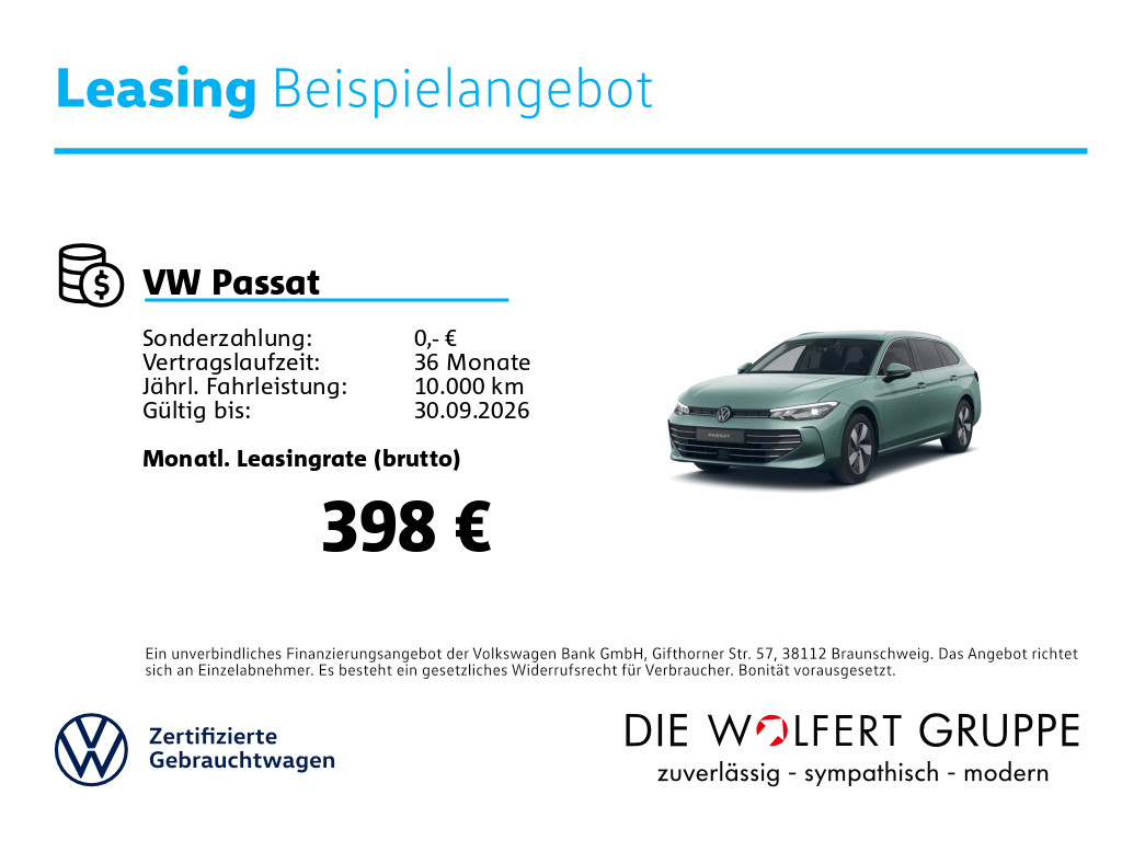 Fahrzeugabbildung Volkswagen Passat Business 2.0 TDI DSG RFK ACC NAVI CARPLAY