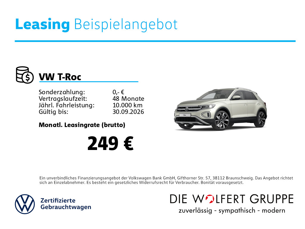 Fahrzeugabbildung Volkswagen T-Roc Style 1.5 TSI DSG NAVI STHZG ACC DCC KEYLESS