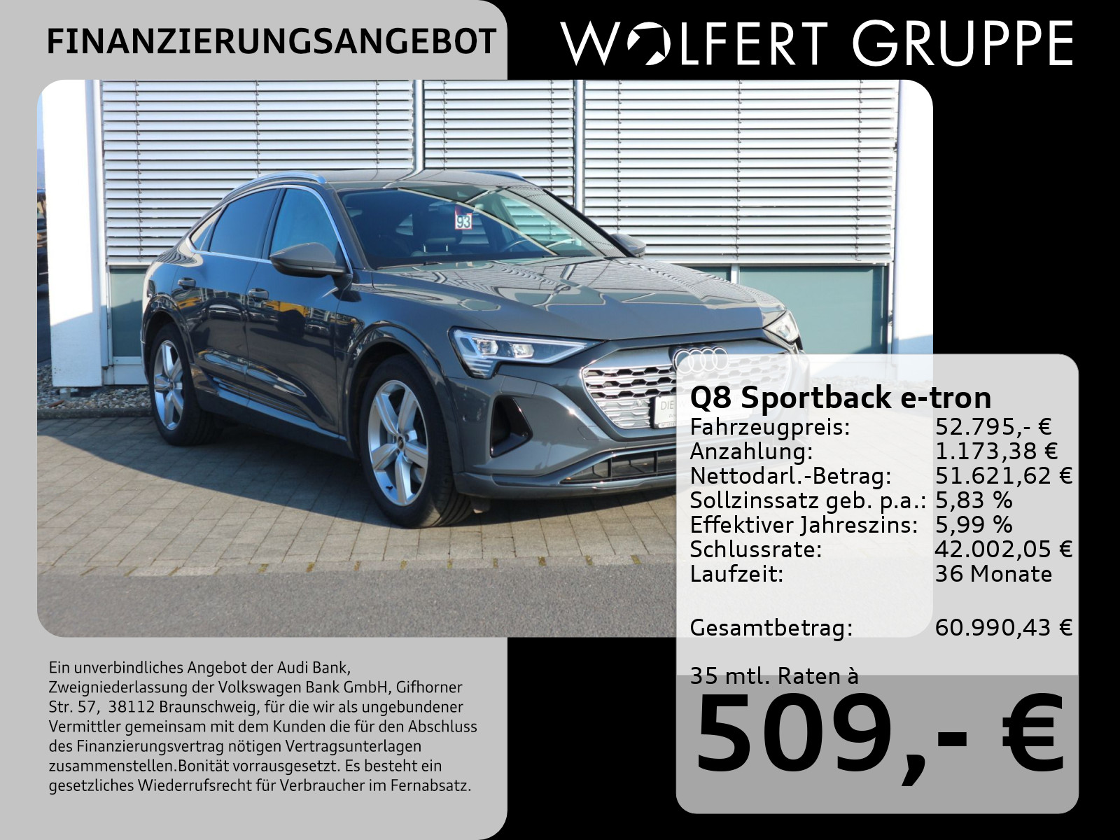 Fahrzeugabbildung Audi Q8 e-tron Sportback 55 quattro advanced AHK*CARPLAY*ACC