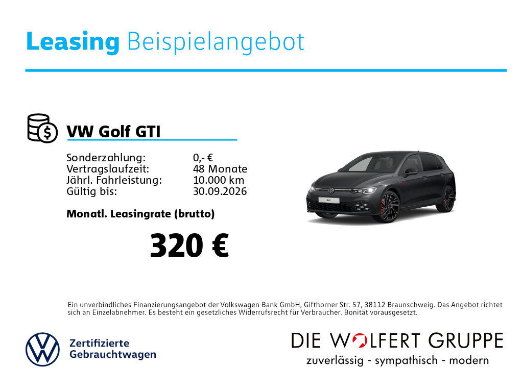 Fahrzeugabbildung Volkswagen Golf GTI 2.0 TSI DSG RFK ACC BLACK NAVI CARPLAY