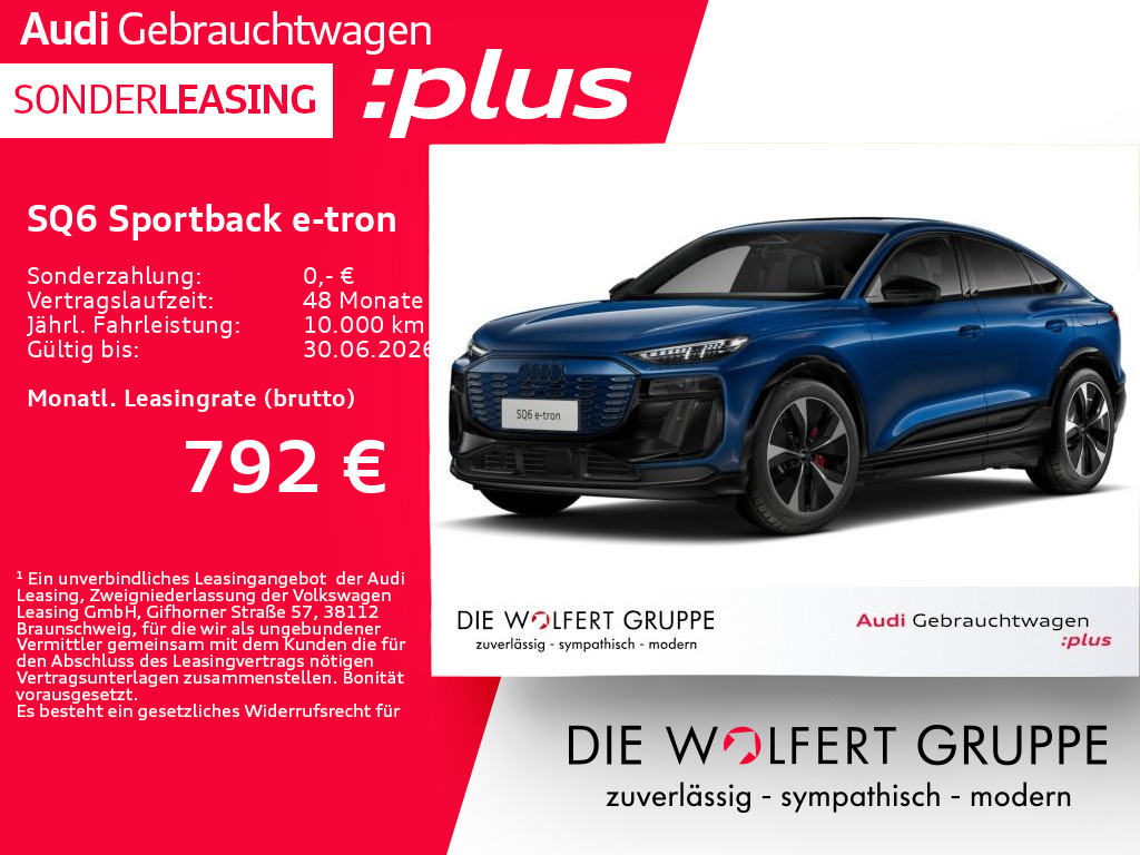 Fahrzeugabbildung Audi SQ6 Sportback e-tron AHK*PANO*B&O*360°*ACC*LUFT