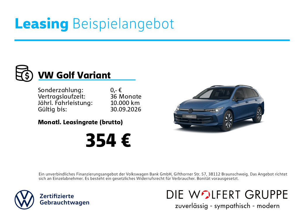 Fahrzeugabbildung Volkswagen Golf Variant GOAL 2.0 TDI DSG MATRIX AHK RFK NAVI CARPLAY