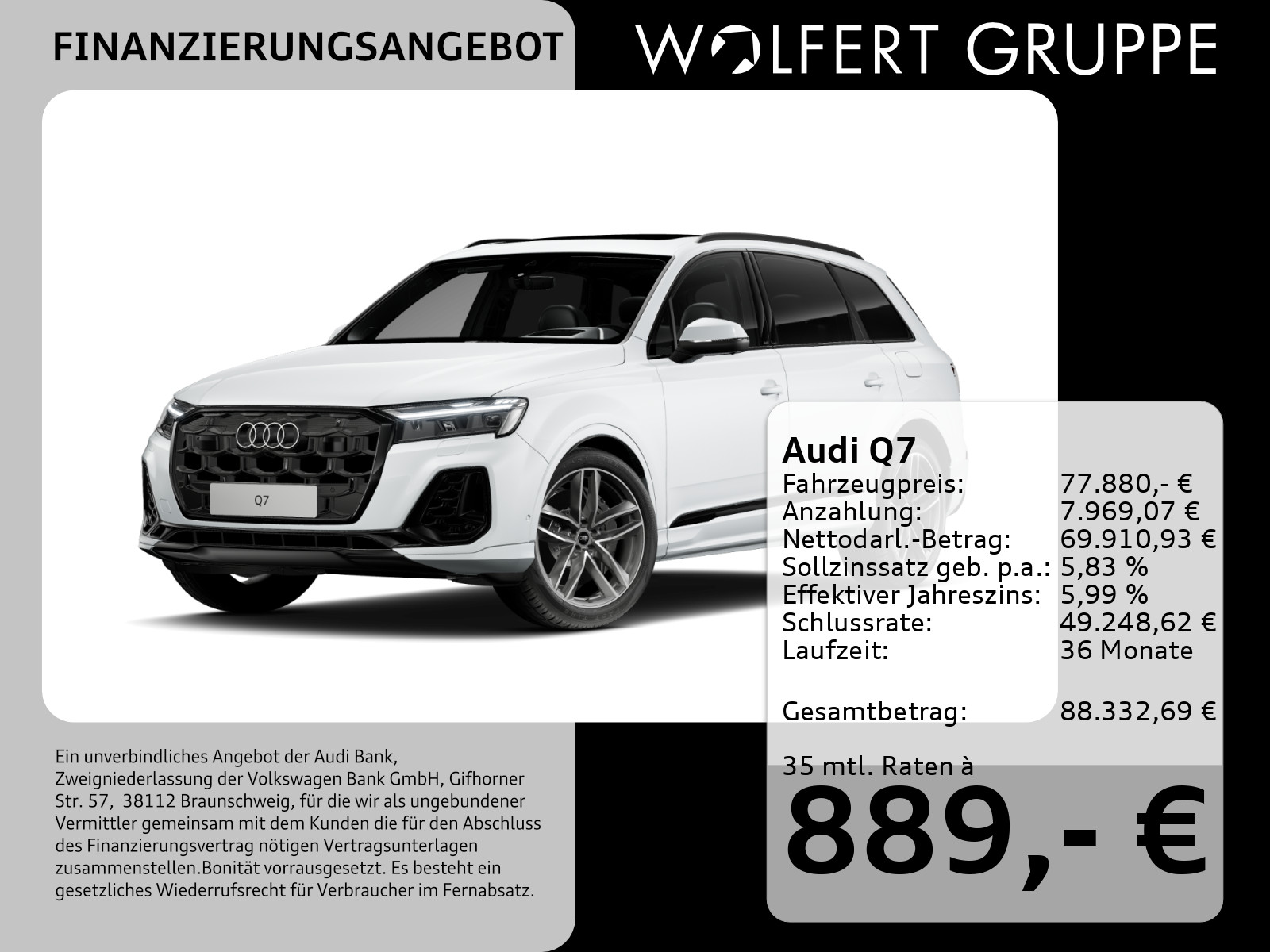 Fahrzeugabbildung Audi Q7 S line 55 TFSI e quattro tiptronic 0,5%*AHK*PANO*HUD