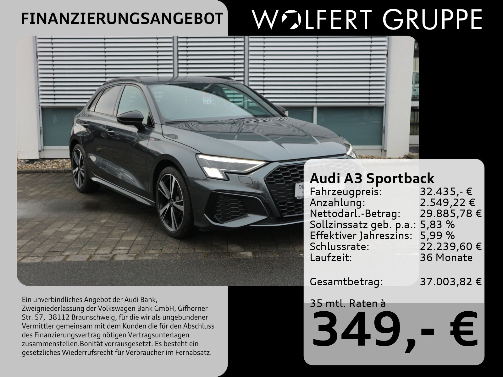 Fahrzeugabbildung Audi A3 Sportback 35 TFSI S line AHK*CARPLAY*MATRIX*ACC